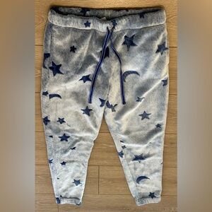 Joyspun Pajama Pants Bottoms Womens XS 0-2 Missed Blue Stars Plush